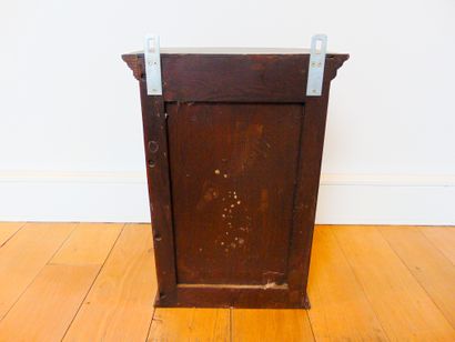 null Small wall-mounted display case with one door, curved front, 20th century, patinated...