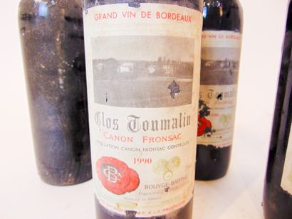 BORDEAUX (CANON-FRONSAC) Rouge, Clos Toumalin 1990, cinq bouteilles [légères altérations...
