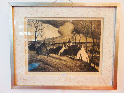 HEINRICHS "In Brabant", 20th, lithograph (artist's proof), signed lower right and...