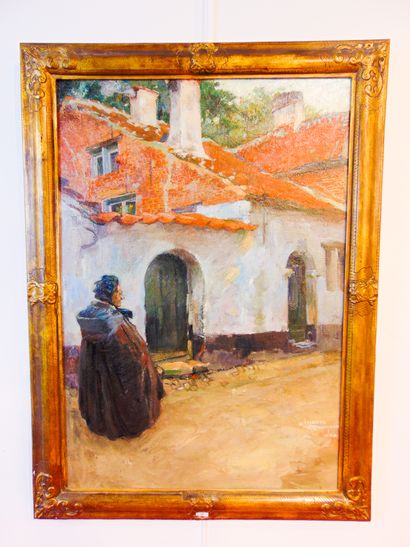 OPSOMER Isidore (1878-1967) "La Promenade", début XXe, huile sur toile, signée en...