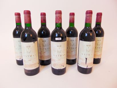 BORDEAUX (SAINT-ÉMILION) Rouge, Château Matras, grand cru 1990, sept bouteilles [altérations...