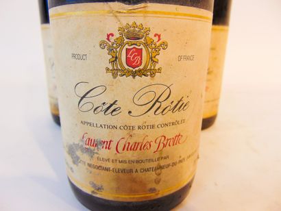 VALLÉE-DU-RHÔNE (CÔTE-RÔTIE) Rouge, Laurent-Charles Brotte 199[.], trois bouteilles...