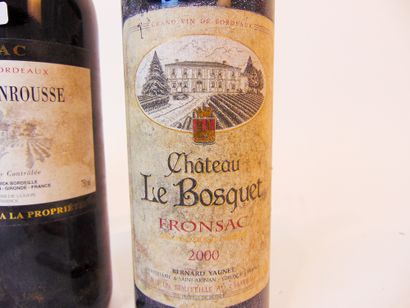 BORDEAUX (FRONSAC) Rouge, cinq bouteilles :

- Château Le Bosquet 2000, une bouteille...
