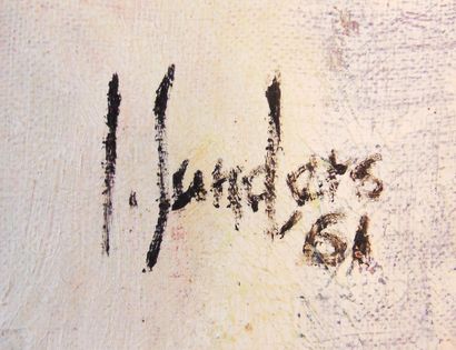 SANDERS Jan (1936-) "Composition", [19]61, huile sur toile, signée et datée en haut...