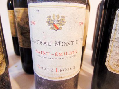BORDEAUX (SAINT-ÉMILION) Rouge, Château Mont d'Or 1998, quinze bouteilles [altérations...