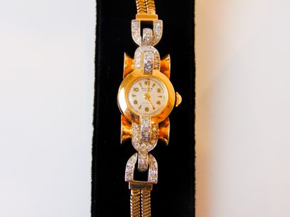 BUREN - SUISSE Montre-bracelet de dame d'époque Art déco en or jaune (18 carats)...