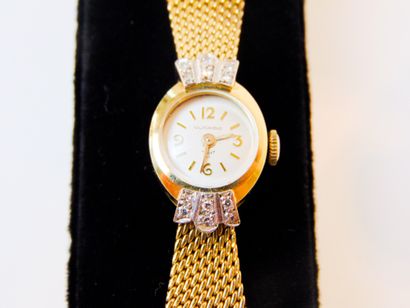 DUCADO Montre-bracelet de dame en or jaune (14 carats) sertie de diamants, poinçons,...