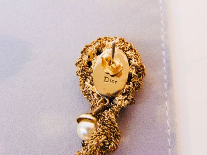 DIOR Pair of fancy twisted earrings, marked, with original pouch and box, h. 13.5...