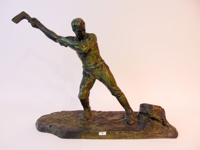 DEMANET Victor (1895-1964) "Woodcutter", early 20th century, bronze proof with shaded...