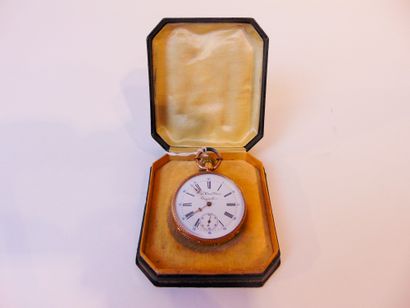 null Yellow gold (18K) pocket watch, hallmarks, with case, h. 6.5 cm, 77 g approx....