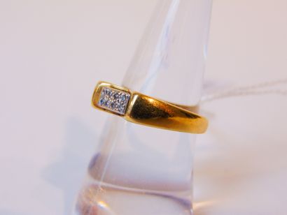 null Bague en or jaune (18 carats) sertie de diamants, t. 54, 4 g env.