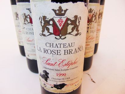 BORDEAUX (SAINT-ESTÈPHE) Red, Château La Rose-Brana 1990, six bottles [low neck,...