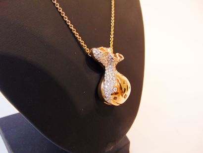 null Yellow gold (18 carats) pendant-scholarship set with diamonds and gems, with...