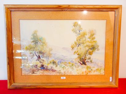 RICHARD James (1884-1972) "Côte d'Azur", [19]32, aquarelle sur papier, signée et...