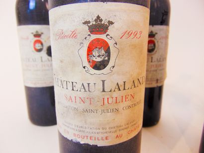 BORDEAUX (SAINT-JULIEN) Rouge, Château Lalande 1993, cinq bouteilles [altérations...