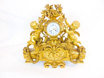 null Monumental Napoleon III period clock with the loves, late 19th century, gilt...