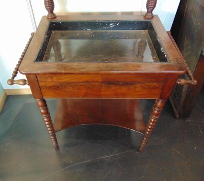 null A Louis-Philippe period dressing table opening with a drawer in the waist, rectangular...
