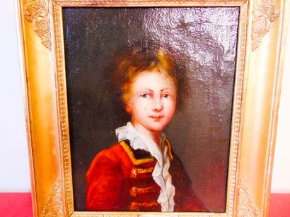 ECOLE FRANCAISE "Young Man with Brandenburgs", 19th century, oil on canvas, 27x22...