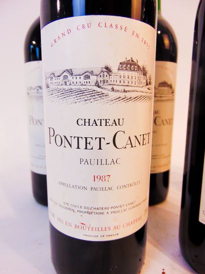 BORDEAUX (PAUILLAC) Rouge, Château Pontet-Canet, 5e grand cru classé 1987, cinq bouteilles...