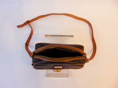 CELINE - PARIS Shoulder bag in coated canvas and leather, l. 20,5 cm [wear and t...