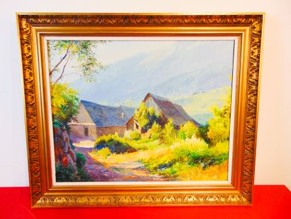CASANOVA "Paysage montagneux", XXe, huile sur toile, signée en bas à gauche, 65x81...