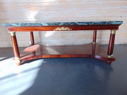 null Rectangular coffee table, Empire style, mahogany veneer, gilt bronze ornaments...