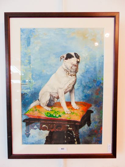 ISTA G. "Portrait de chien", XXe, gouache sur papier, signée en bas à droite, 34x24...