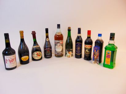 null Varia of spirits, ten bottles (Cinzano, crème de cassis de Gevrey-Chambertin,...