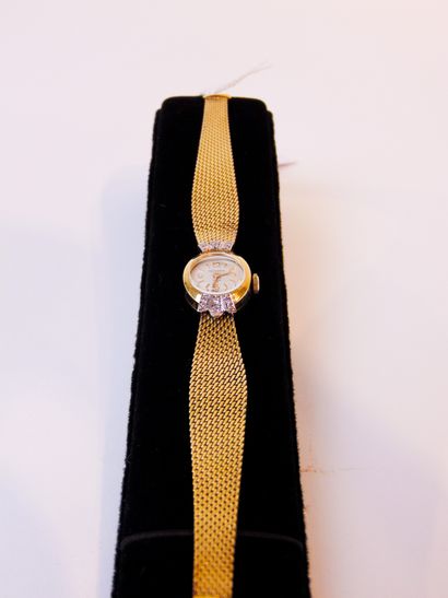 DUCADO Montre-bracelet de dame en or jaune (14 carats) sertie de diamants, poinçons,...