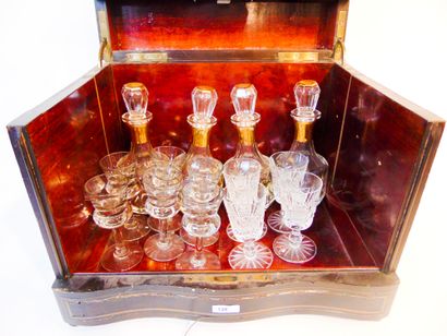 null Napoleon III period liquor cabinet, late 19th century, blackened wood with burgundy...