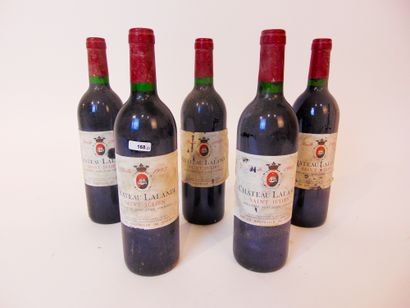 BORDEAUX (SAINT-JULIEN) Rouge, Château Lalande 1993, cinq bouteilles [altérations...