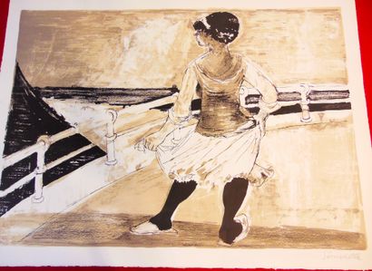 SOMVILLE Roger (1923-2014) "Jeune Femme à la mer du Nord", XXe, lithographie polychrome,...