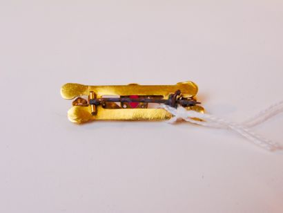 null Barrette en or jaune (14 carats) sertie de gemmes, l. 3,5 cm, 2 g env. [alt...
