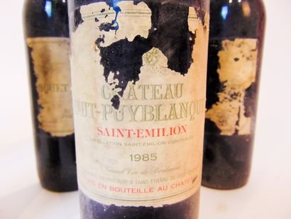 BORDEAUX (LUSSAC-SAINT-ÉMILION) Rouge, Château Haut-Puyblanquet 1985, cinq bouteilles...