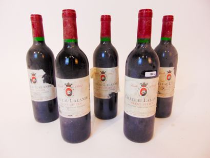 BORDEAUX (SAINT-JULIEN) Rouge, Château Lalande 1993, cinq bouteilles [altérations...