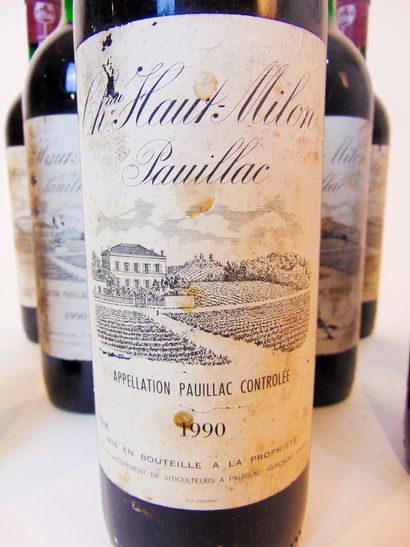BORDEAUX (PAUILLAC) Rouge, Château Haut-Milon 1990, neuf bouteilles [bas-goulot,...