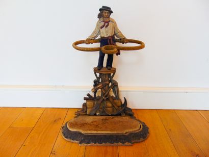 null Umbrella stand with the attributes of the Navy, 20th century, cast iron, lacquered...