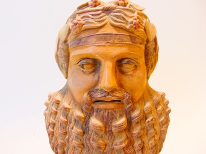 null Tête de Dionysos d'après l'antique, XX-XXIe, terracotta à légère polychromie...