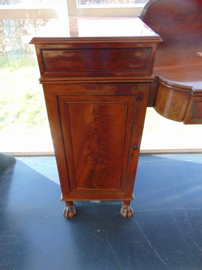 null English credenza opening with two leaves and five drawers in the belt, front...