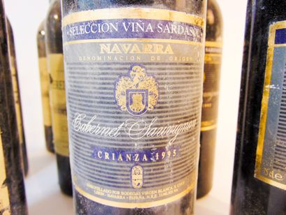 Espagne Rouge, quatorze bouteilles :

- (NAVARRA), Cabernet-Sauvignon 1995, cinq...
