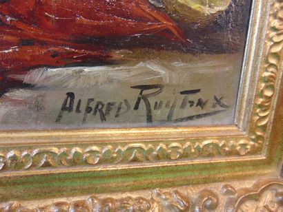 RUYTINX Alfred (1871-1908) "Nature morte aux homards", fin XIXe, huile sur panneau,...