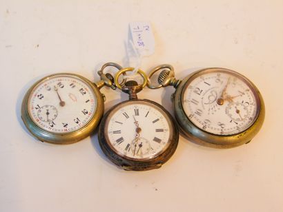 null Lot of pocket watches, three pieces (including one "Postes & Télégraphes") ...