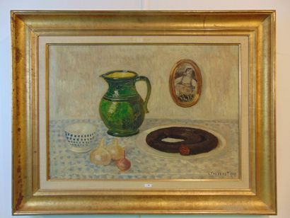 THEVENET Louis (1874-1930) "Still life with a pitcher", 1917, oil on canvas, signed...