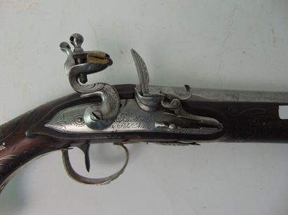 SAINT-ÉTIENNE Pistolet à silex destiné au marché ottoman, 1809-1819, bois, garniture...