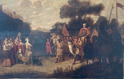 ÉCOLE FLAMANDE - FRANCKEN Frans II (1581-1642) [atelier de] "La Rencontre du roi...