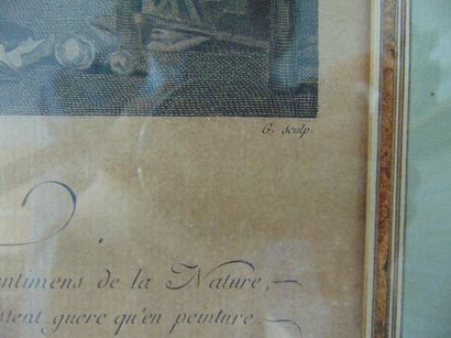 GREUZE Jean-Baptiste (1725-1805) [d'après] "L'Heureux Ménage", estampe, 35x44,5 cm...