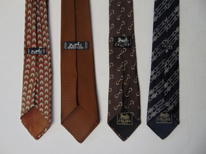 HERMÈS & CELINE - PARIS Lot de cravates, quatre pièces.