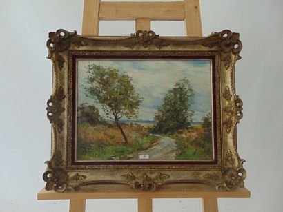 DE GELD Émile (1909-1972) "En Haute-Ardenne", XXth, oil on panel, signed lower right,...