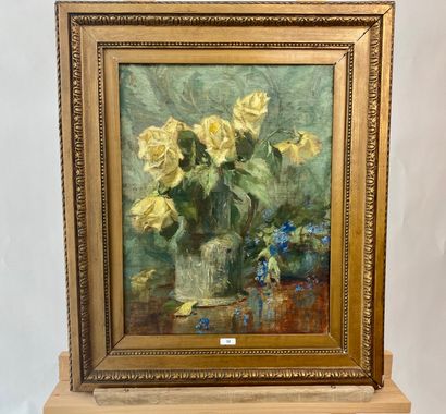 TIELENS Alexandre (1868-1959) "Bouquet", début XXe, huile sur toile, signée en bas...