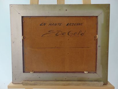 DE GELD Émile (1909-1972) "En Haute-Ardenne", XXe, huile sur panneau, signée en bas...